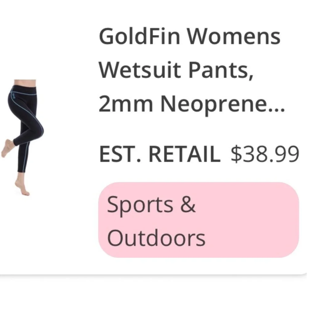 GoldFin Wetsuit Pants Womens Medium Black Excellent 2mm Neoprene Leggings Blue
